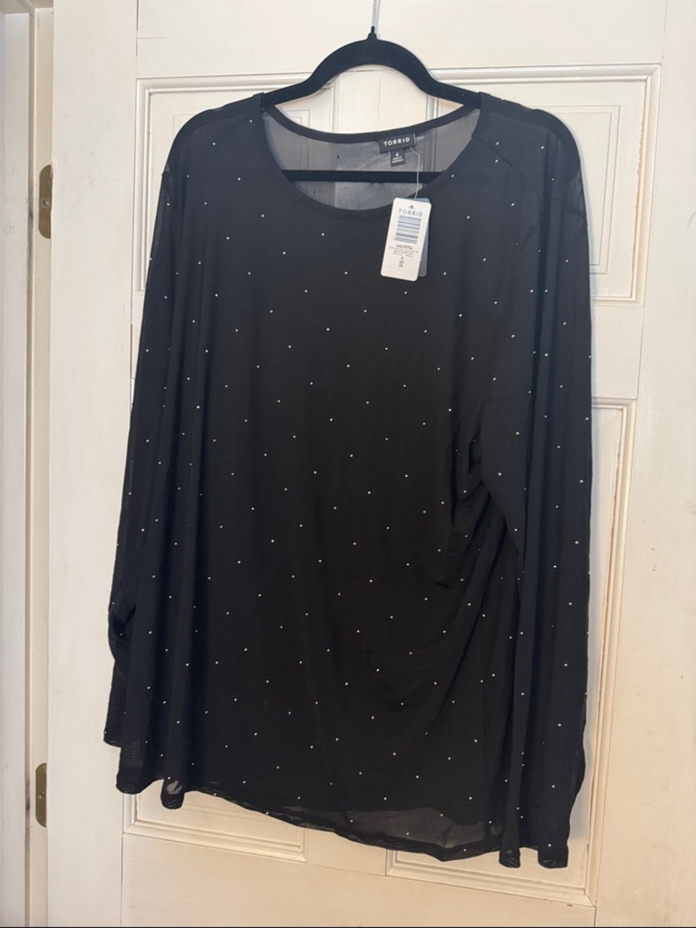 torrid Black Sheer Long-Sleeve Top with Stud Detailing